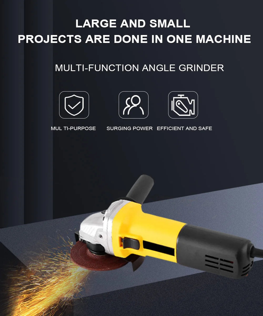 125mm Electric Angle Grinder 1050w  11000RPM 6-Variable Speed Power Tool Diy Grinding Machine for Grinding Cutting Metal Angular