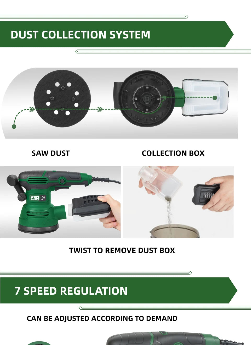 650W Electric Sander 230V Woodworking Grinding Tool Variable Speed Sander with 125mm Sandpaper Car Polishing Machine PROSTORMER