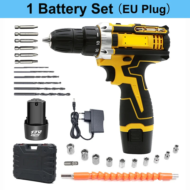 Lithium Electric Drill  Electric Screwdriver  Hand Electric Drill  Electric Tool Set  Multifunctional Accessory Box Packaging