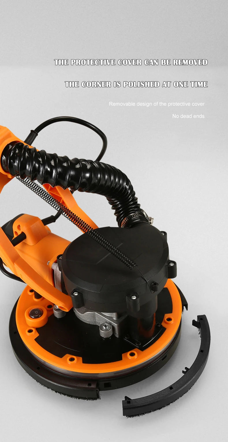 9-inch Electric Drywall Sander 225MM Wall Grinding Machine Putty Dustless Self -vacuum LED Long Rod Polishing Sand Paper Machine