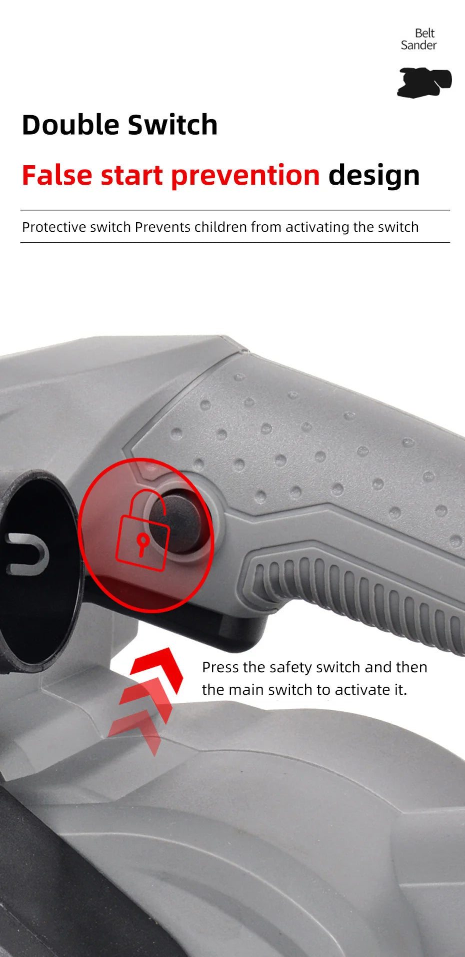 220V 810W Portable Small Desktop Plane Sander Belt Sander Grinder Woodworking Polisher Metal Rust Removal Polishing  Machine
