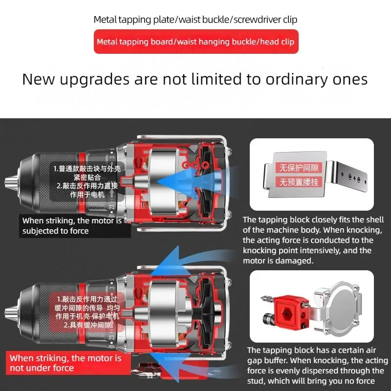 Brushless Electric Drill Tapping Cordless Impact Drill Metal Ratchet Chuck Electric Hand Drill Household Electric Screwdriver