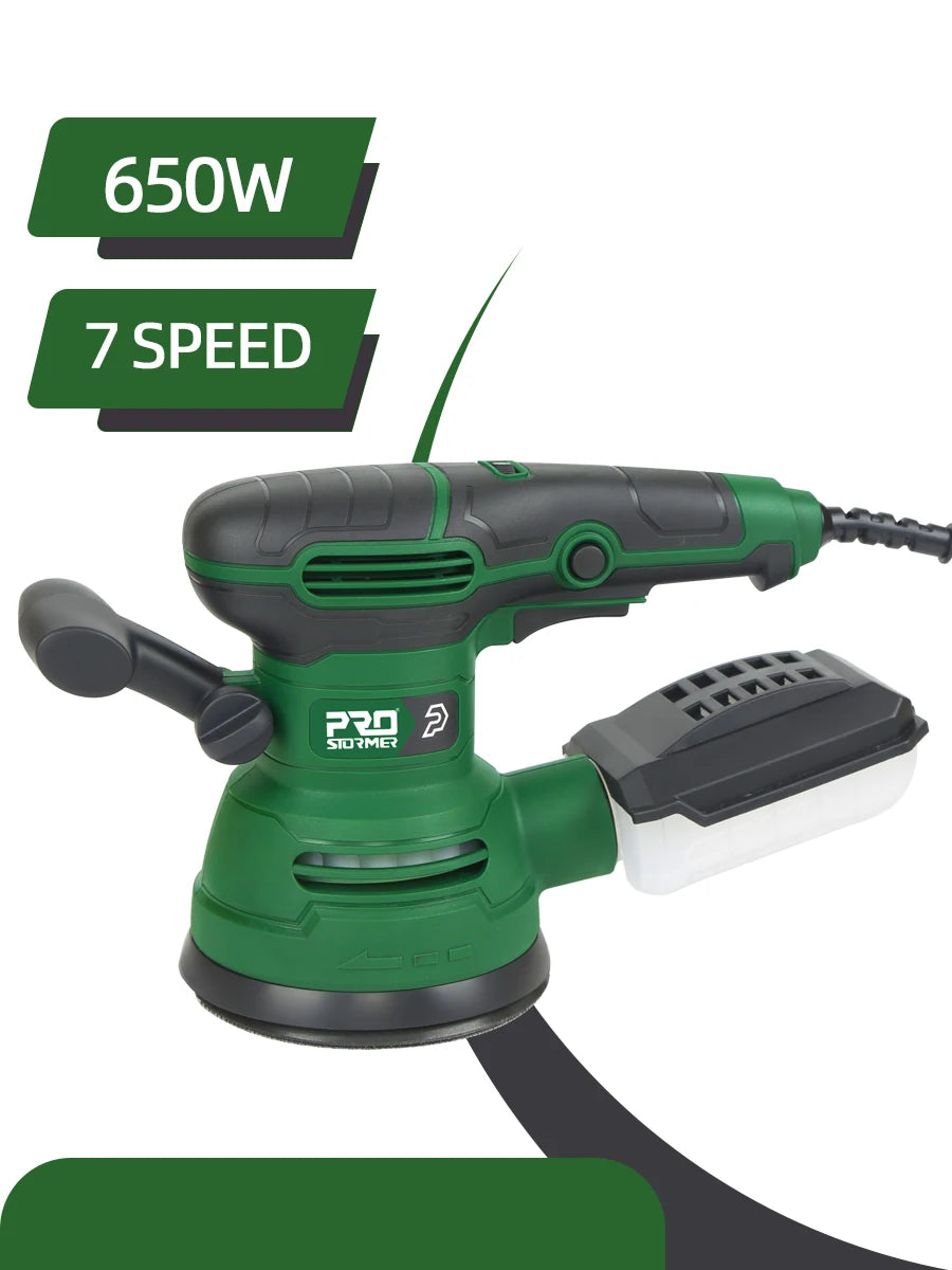650W Electric Sander 230V Woodworking Grinding Tool Variable Speed Sander with 125mm Sandpaper Car Polishing Machine PROSTORMER