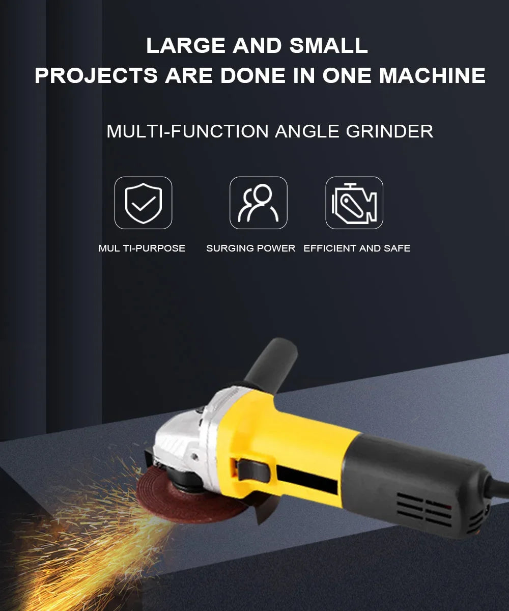 125mm Electric Angle Grinder 1050w  11000RPM 6-Variable Speed Power Tool Diy Grinding Machine for Grinding Cutting Metal Angular