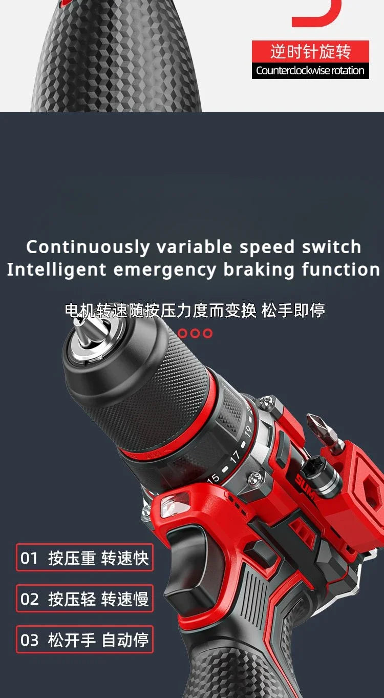 Brushless Electric Drill Tapping Cordless Impact Drill Metal Ratchet Chuck Electric Hand Drill Household Electric Screwdriver