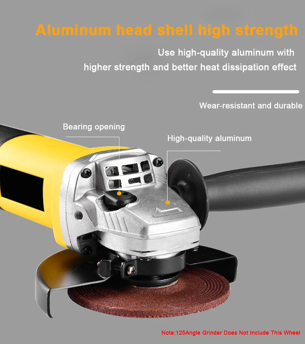 220V Electric Angle Grinder 1050W 125mm 6-Variable Speed 3000-10000 RPM Tool Less Guard for Cutting Grinding Metal Power Tools