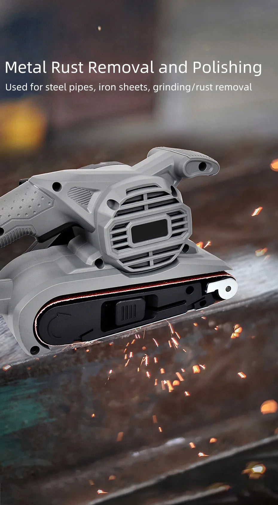 220V 810W Portable Small Desktop Plane Sander Belt Sander Grinder Woodworking Polisher Metal Rust Removal Polishing  Machine