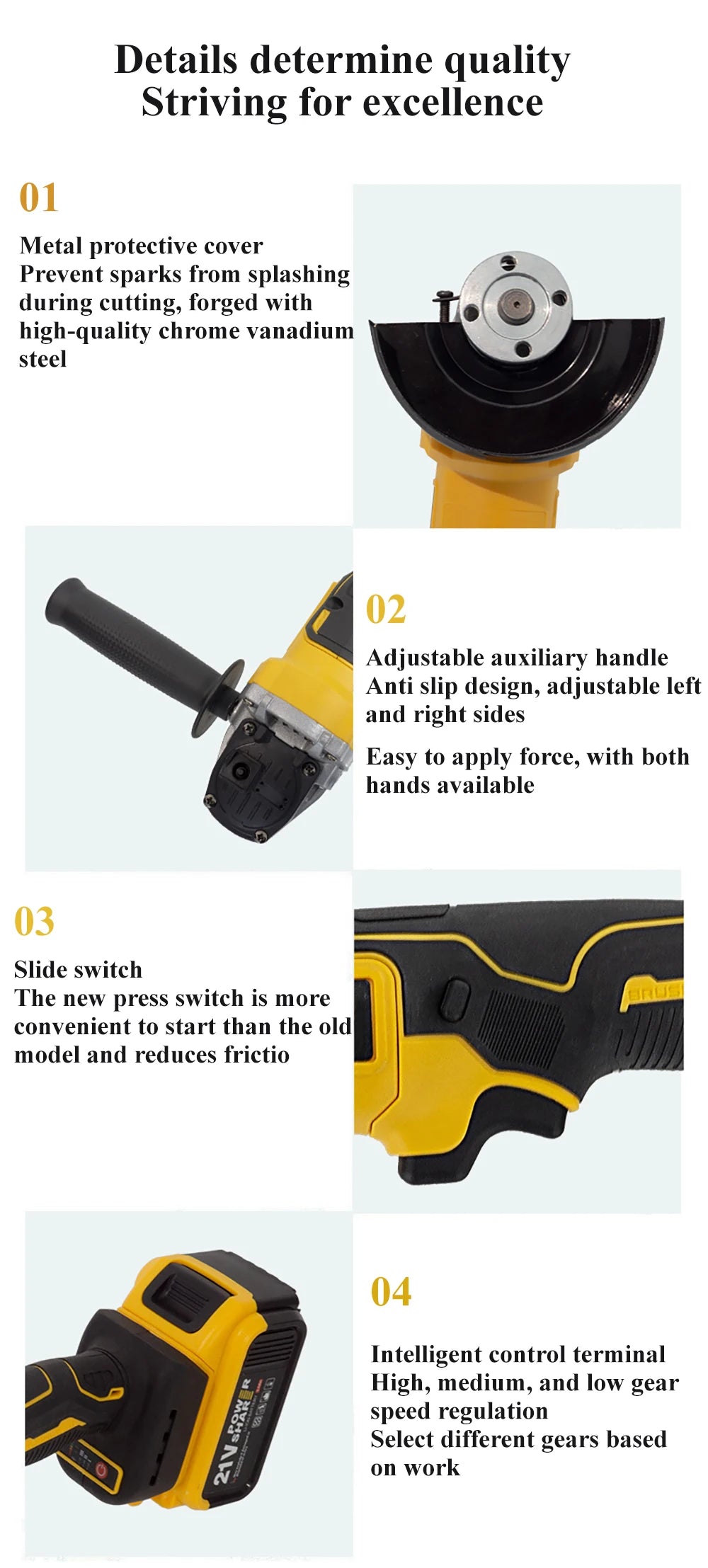 2025Multifunctional Angle Grinder, Cutting, Polishing, Grinding and Rust Removal Angle Grinder