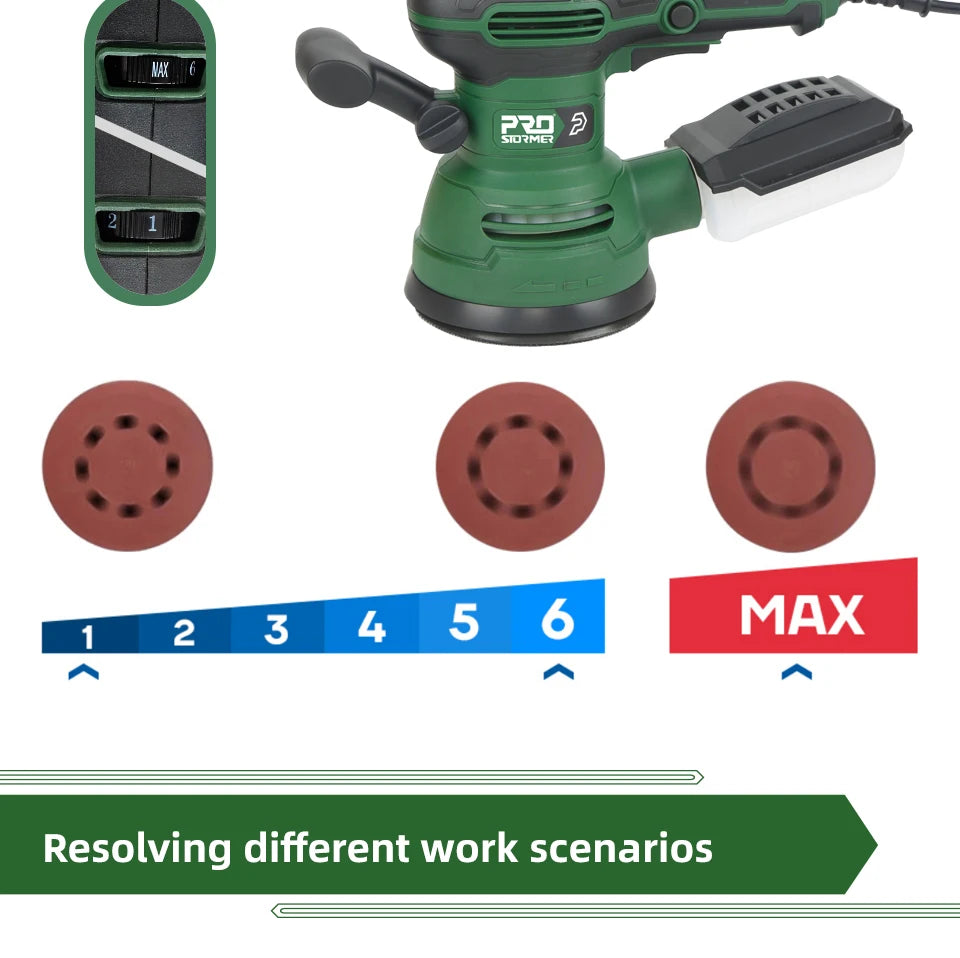 650W Electric Sander 230V Woodworking Grinding Tool Variable Speed Sander with 125mm Sandpaper Car Polishing Machine PROSTORMER