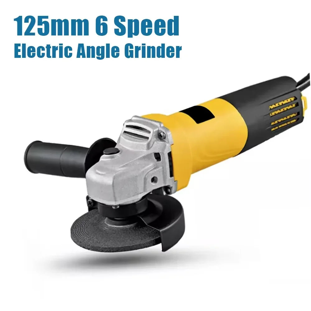 125mm Electric Angle Grinder 1050w  11000RPM 6-Variable Speed Power Tool Diy Grinding Machine for Grinding Cutting Metal Angular