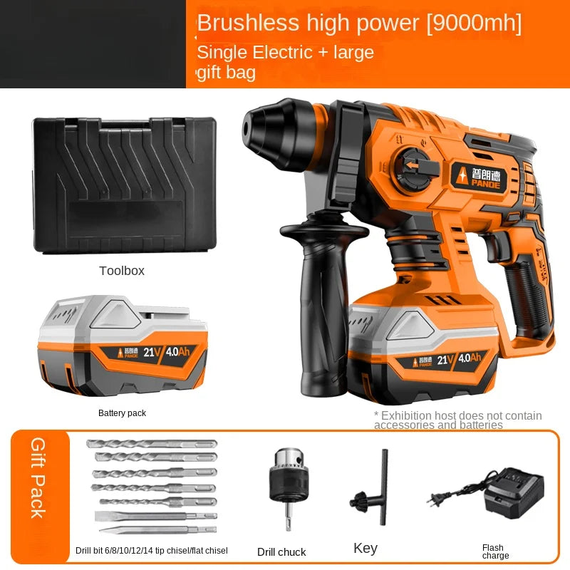 High Power and Multi-functional Industrial Impact Hammer Drill for Concrete - Brushless, Rechargeable and Versatile