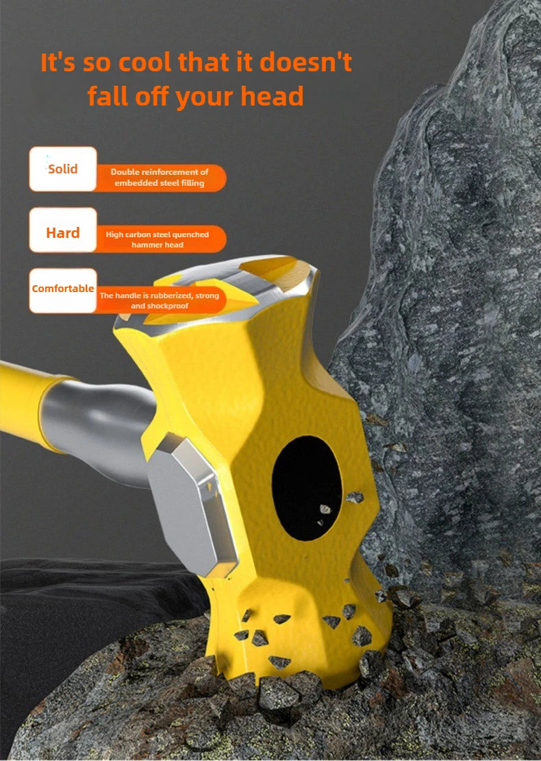 Construction Site Octagonal Hammer Heavy-duty Sledgehammer Shockproof Demolish Smash Walls Hammer Powerful Manual Tools