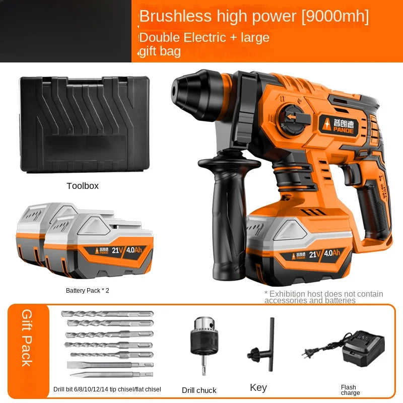 High Power and Multi-functional Industrial Impact Hammer Drill for Concrete - Brushless, Rechargeable and Versatile