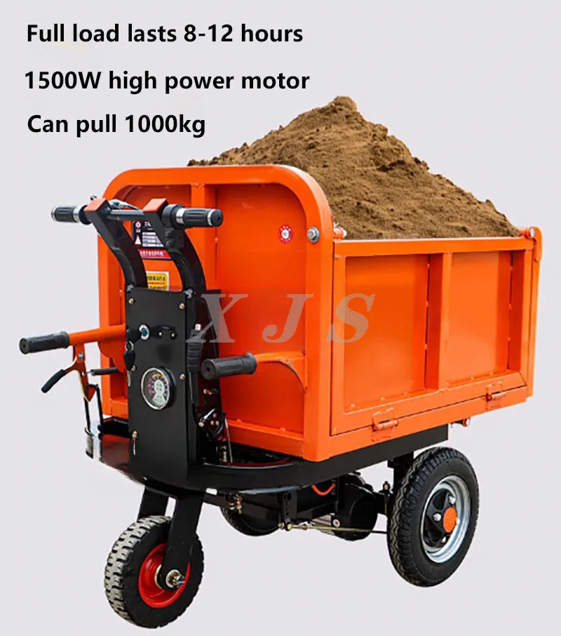 Electric Wheelbarrow Cart Carrying Tricycle Pull Brick Tool Cart Small Wheelbarrow Flip Cart Agricultural