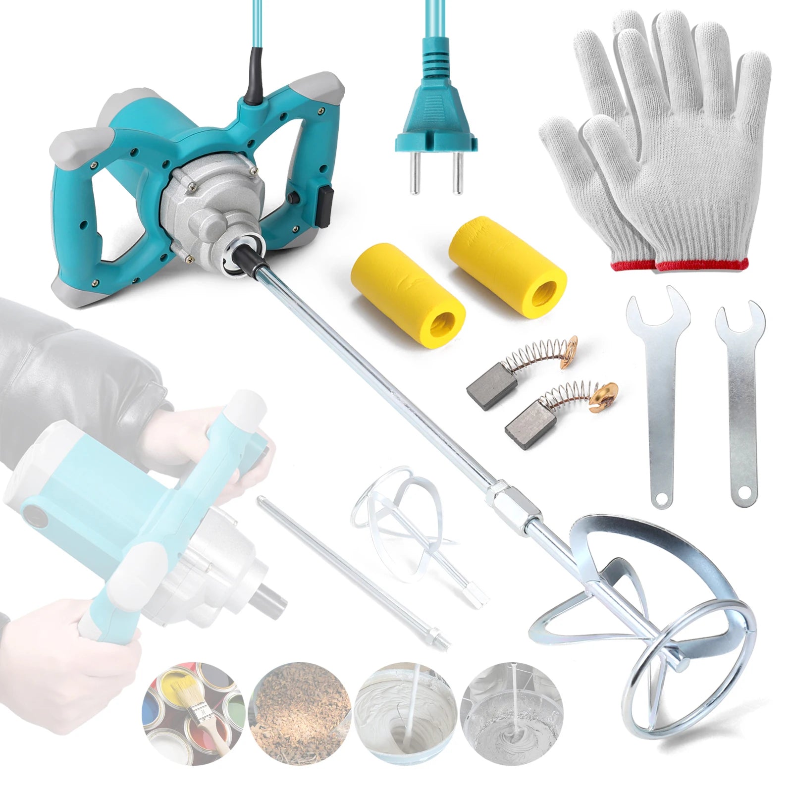 2600W Electric Concrete Mixer Portable Handheld Concrete Cement Mixer 6 Speeds Mixing Machine Grout Plaster Paint Stirring Tool