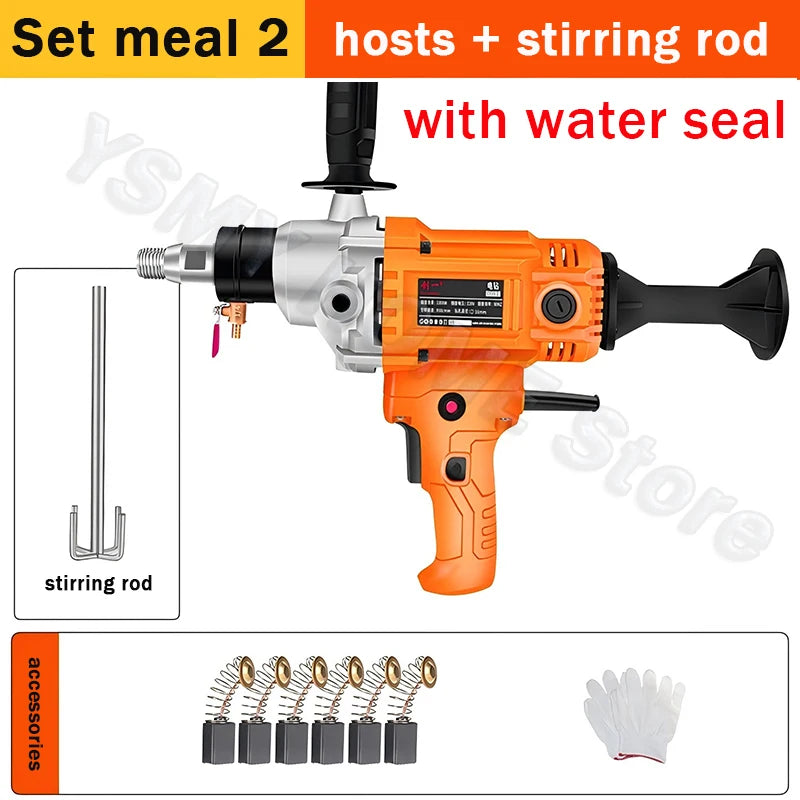 Diamond Core Drilling Machine Dry Wet Engineering Handheld concrete Water Drilling Putty Powder Coating Mixer  Renovation tools