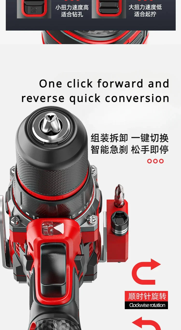 Brushless Electric Drill Tapping Cordless Impact Drill Metal Ratchet Chuck Electric Hand Drill Household Electric Screwdriver
