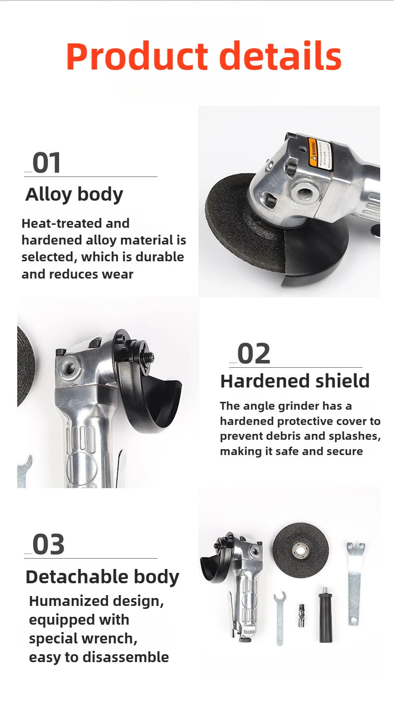4 Inch Pneumatic Angle Grinder Industrial Polishing Grinders Multi-functional Tool High Speed Grinding Sheet Metal Tools