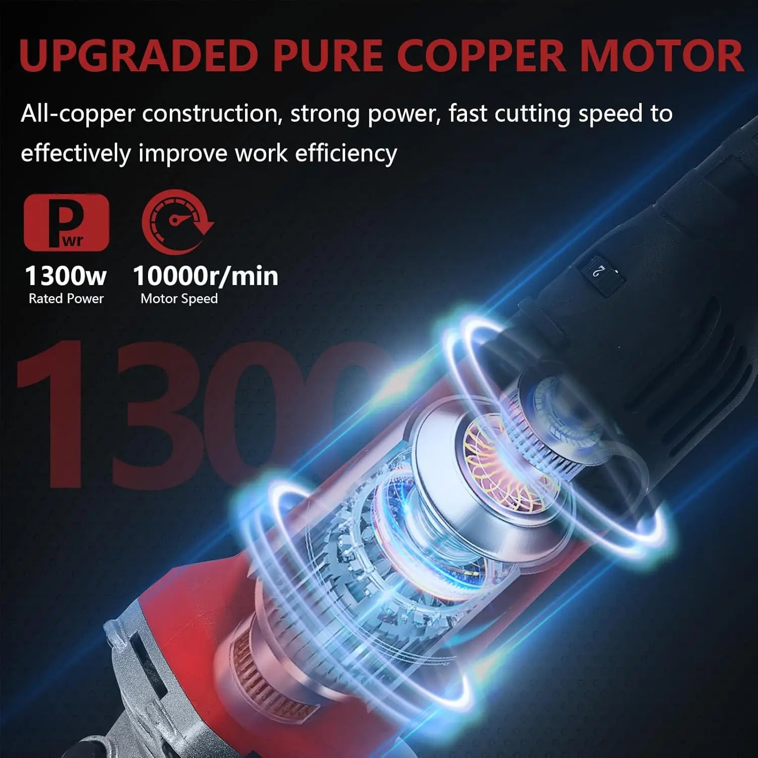 6 Gears Angle Grinder 1300W Handheld Cutting 220V Electric Power Tool 125mm Polishing Machine Grinder for PVC Cutting