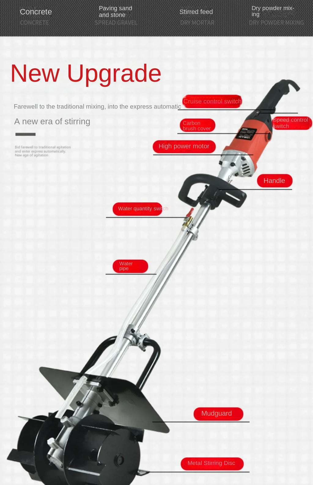 220V Portable Concrete Mixer Machine for Mixing Cement Sand Plaster CAC