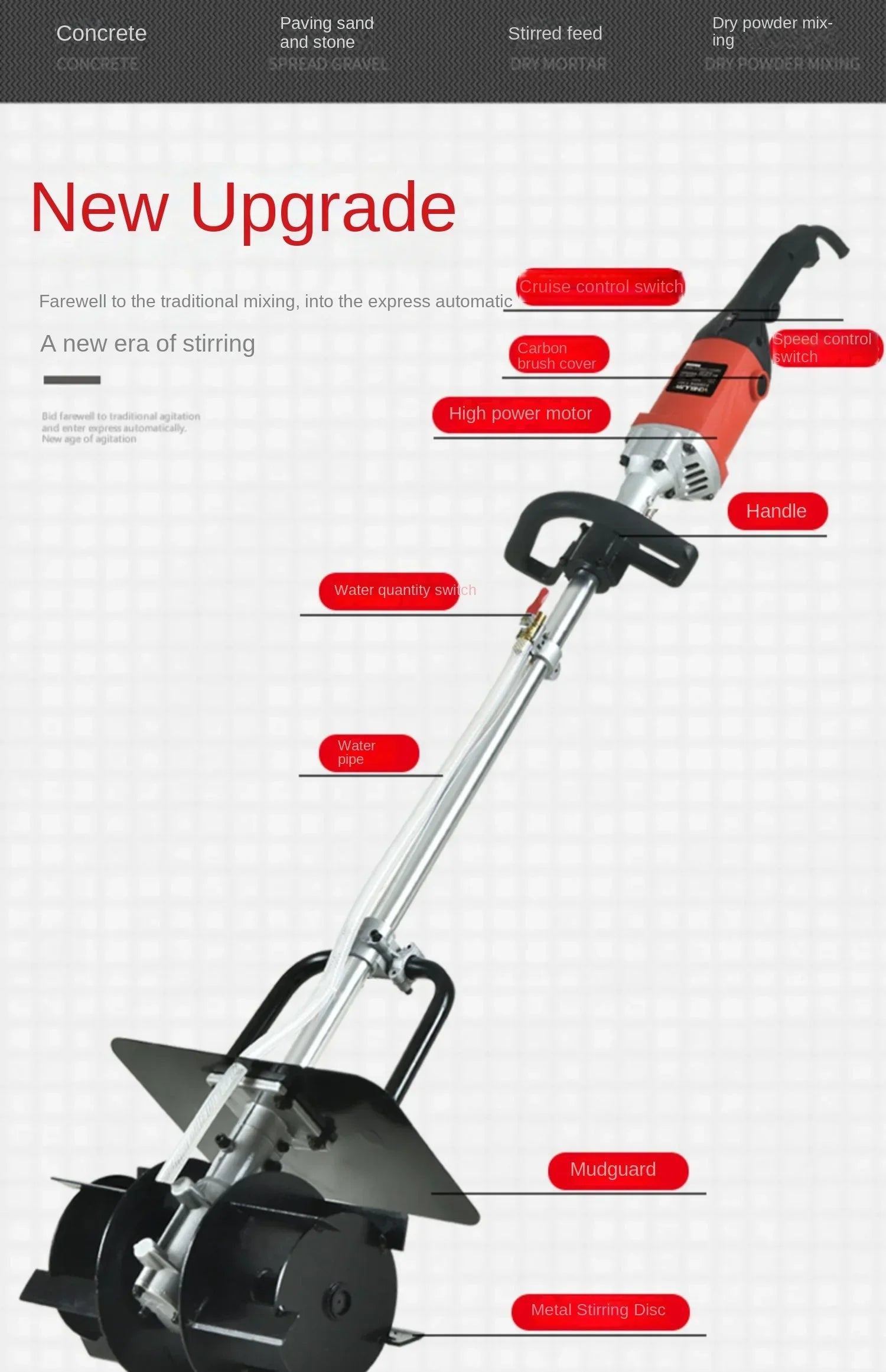220V Portable Concrete Mixer Machine for Mixing Cement Sand Plaster CAC
