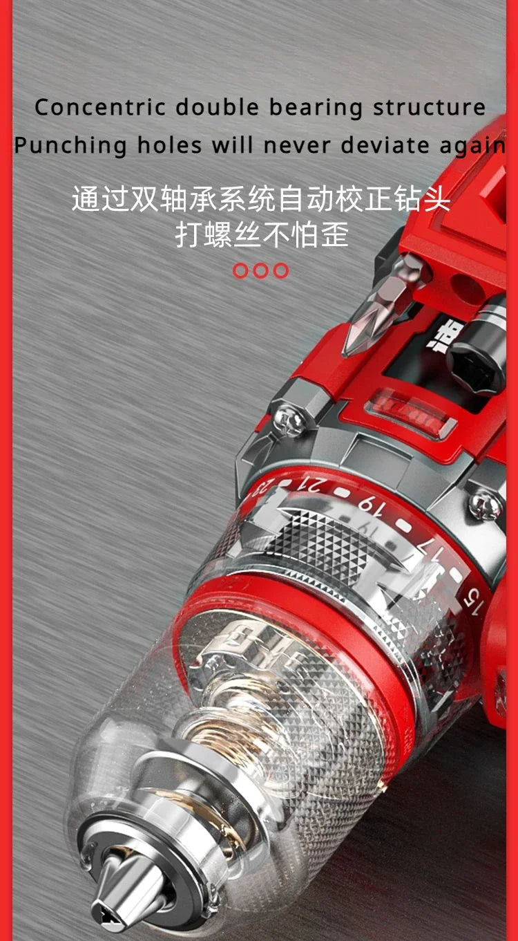 Brushless Electric Drill Tapping Cordless Impact Drill Metal Ratchet Chuck Electric Hand Drill Household Electric Screwdriver