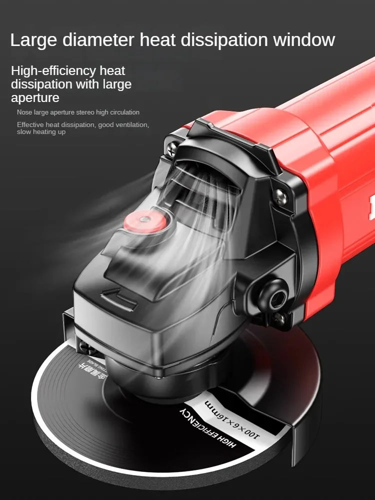 220V Heavy Duty Mini Angle Grinder with Grinding and Cutting Discs for Home DIY Metalworking and Masonry Projects