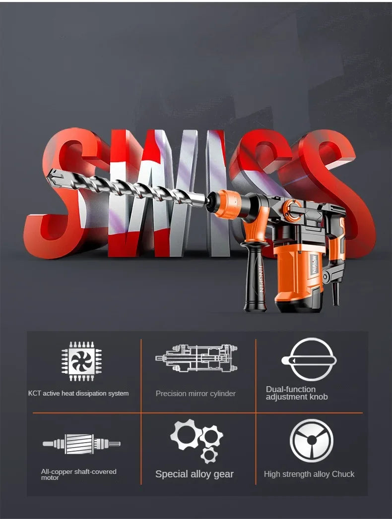 Electric Driller Multi Function  High Power Percussion Drill Industrial Use Household Electric Hammer Pick Electric Screwdriver