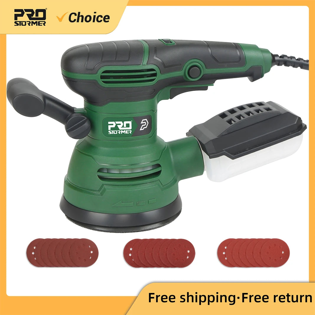 650W Electric Sander 230V Woodworking Grinding Tool Variable Speed Sander with 125mm Sandpaper Car Polishing Machine PROSTORMER