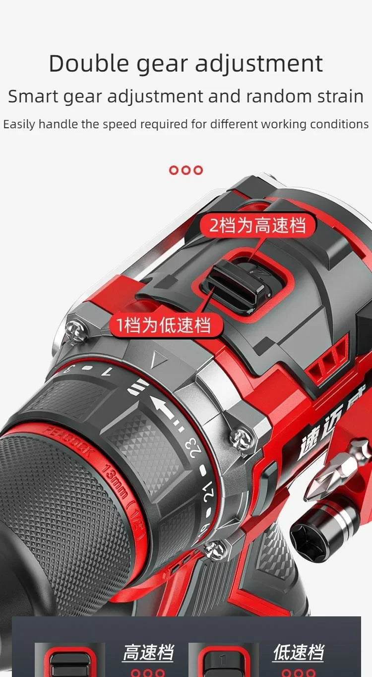 Brushless Electric Drill Tapping Cordless Impact Drill Metal Ratchet Chuck Electric Hand Drill Household Electric Screwdriver