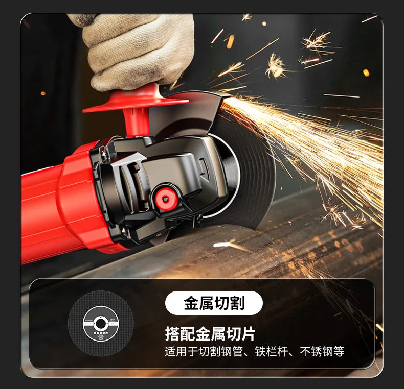 220V Heavy Duty Mini Angle Grinder with Grinding and Cutting Discs for Home DIY Metalworking and Masonry Projects