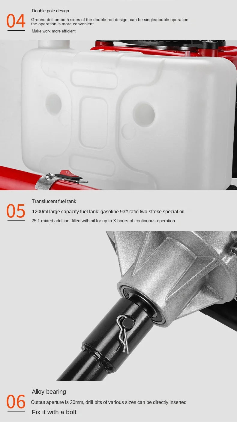 Ground Drill Pile Driver Gasoline Pit Drill Small Agricultural Tree Planting And Digging Artifact 항타기 Earth Auger Drill Machine