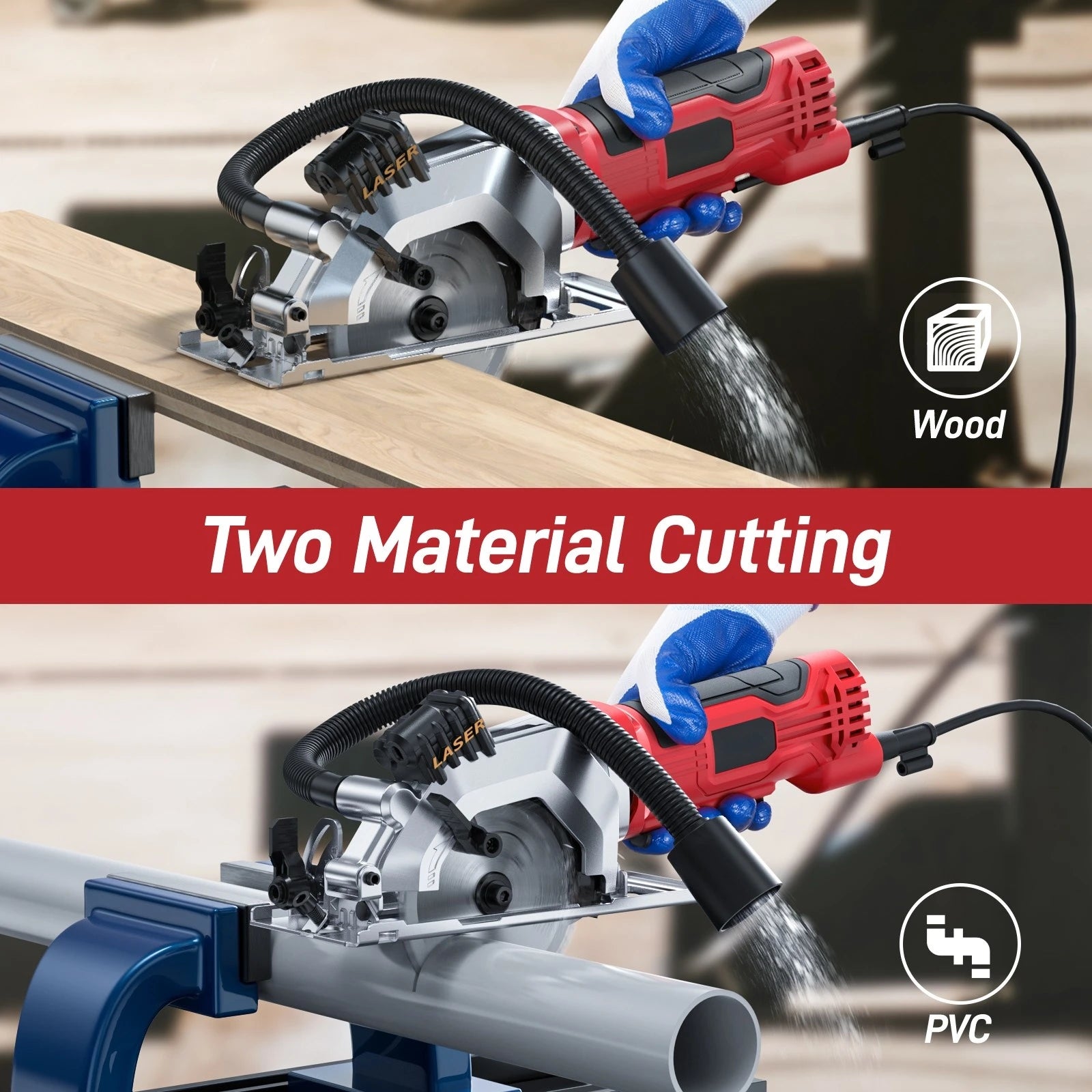 Circular Saw Mini Circular Saw With Laser Blades for Wood PVC Pipe Cutting 580W 115MM Mini Circular Saw 24 And 48T Blade Guide