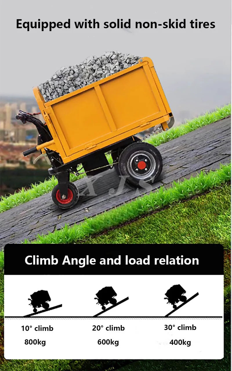 Electric Wheelbarrow Cart Carrying Tricycle Pull Brick Tool Cart Small Wheelbarrow Flip Cart Agricultural