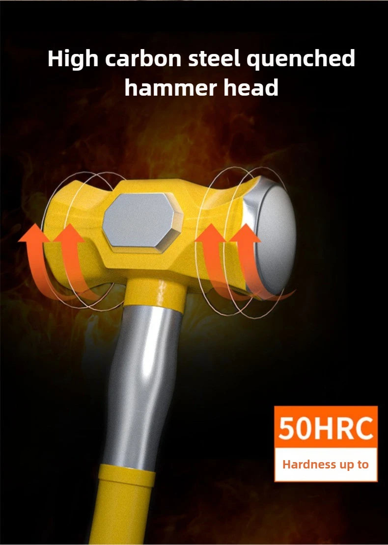 Construction Site Octagonal Hammer Heavy-duty Sledgehammer Shockproof Demolish Smash Walls Hammer Powerful Manual Tools