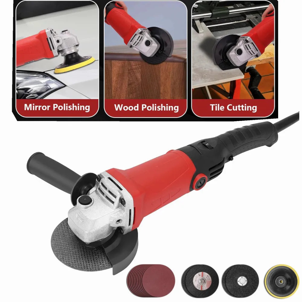 6 Gears Angle Grinder 1300W Handheld Cutting 220V Electric Power Tool 125mm Polishing Machine Grinder for PVC Cutting