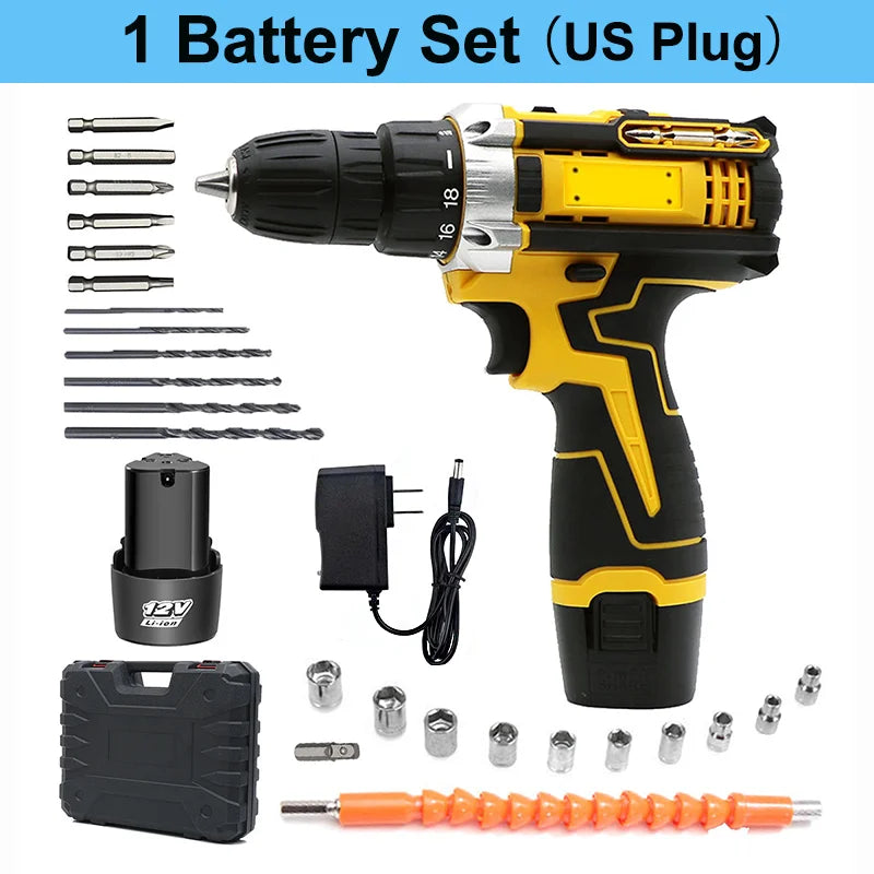 Lithium Electric Drill  Electric Screwdriver  Hand Electric Drill  Electric Tool Set  Multifunctional Accessory Box Packaging