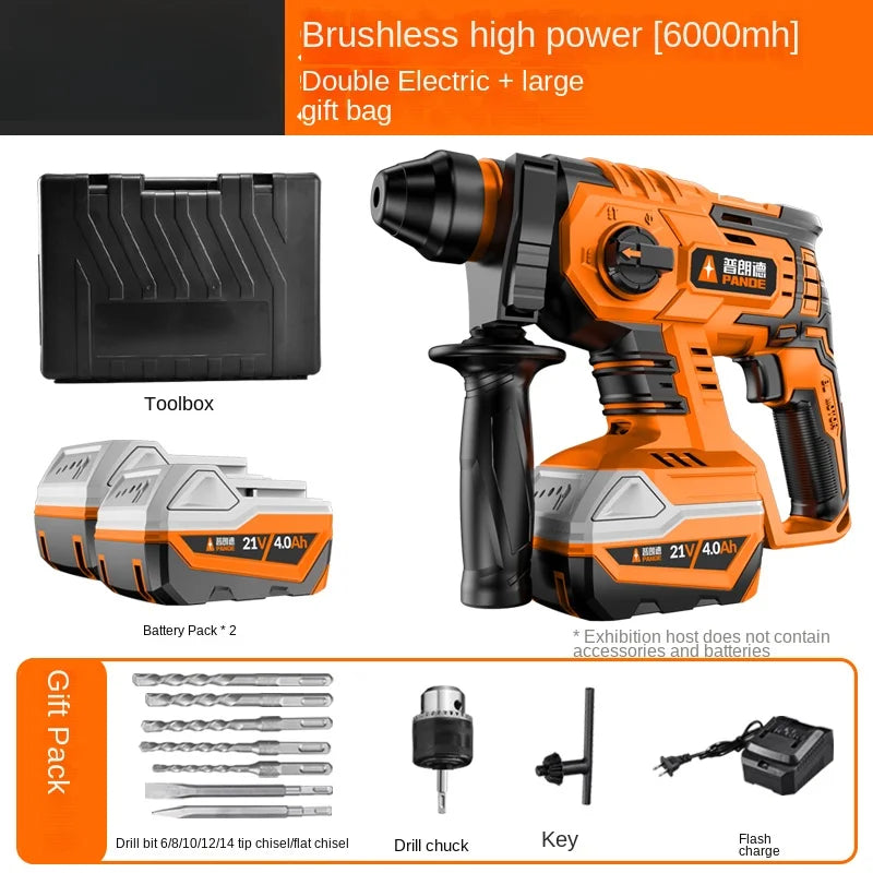 High Power and Multi-functional Industrial Impact Hammer Drill for Concrete - Brushless, Rechargeable and Versatile