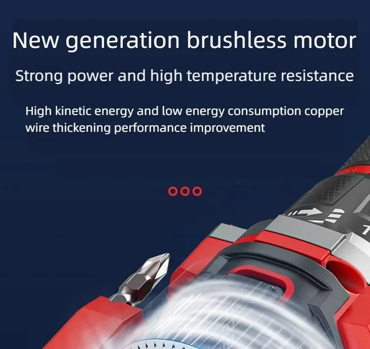 Brushless Electric Drill Tapping Cordless Impact Drill Metal Ratchet Chuck Electric Hand Drill Household Electric Screwdriver