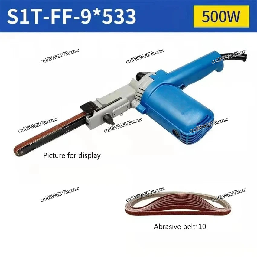 S1T-FF-9*533 Mini Sander Belt Sander Sandpaper Angle Grinder Sander Portable Belt Polishing Power Tools 220V 300-1680m/min