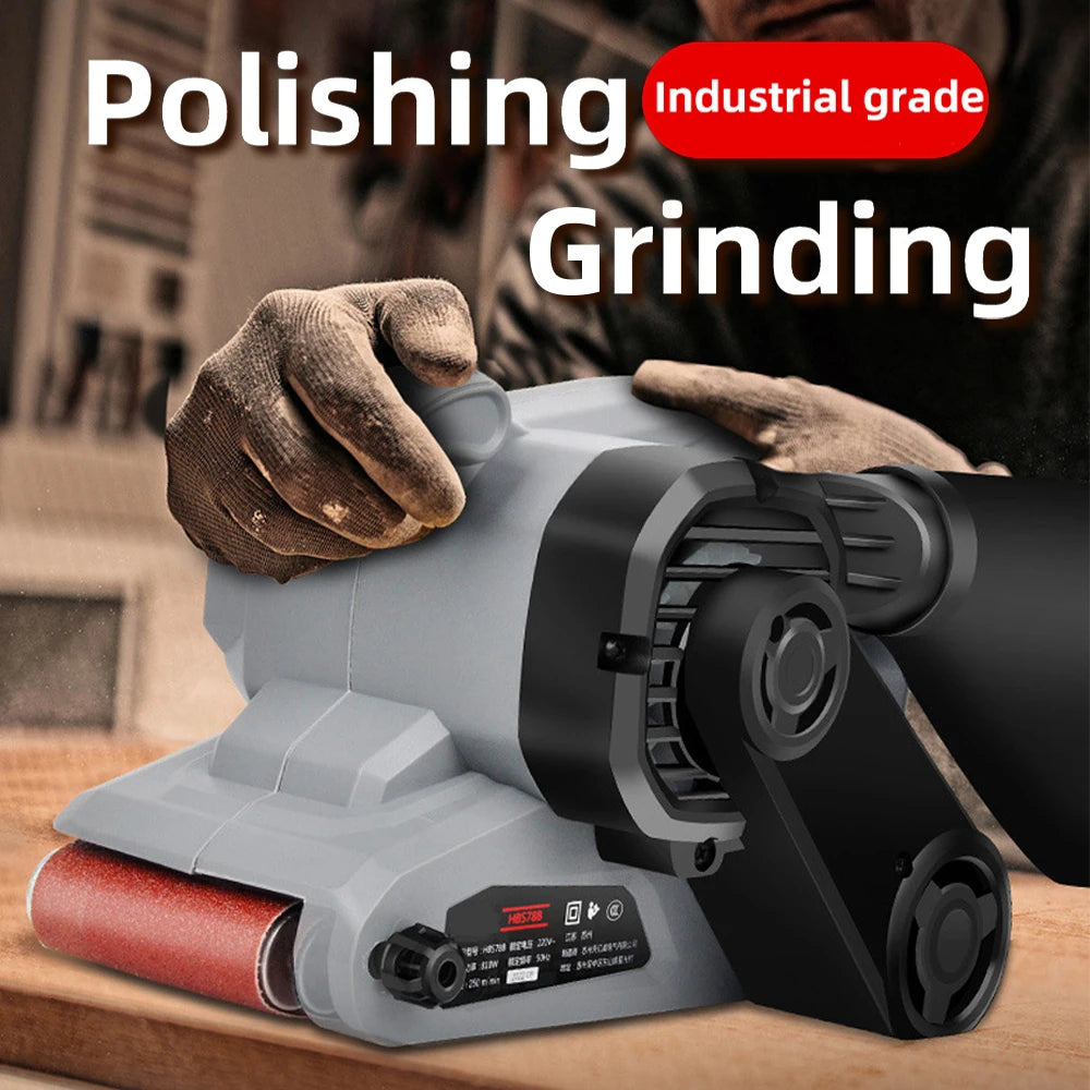 220V 810W Portable Small Desktop Plane Sander Belt Sander Grinder Woodworking Polisher Metal Rust Removal Polishing  Machine