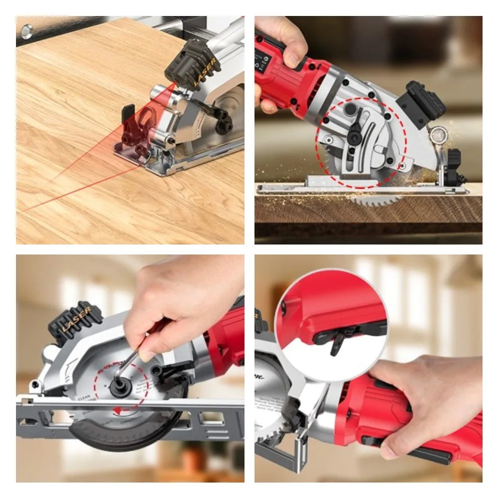 Circular Saw Mini Circular Saw With Laser Blades for Wood PVC Pipe Cutting 580W 115MM Mini Circular Saw 24 And 48T Blade Guide