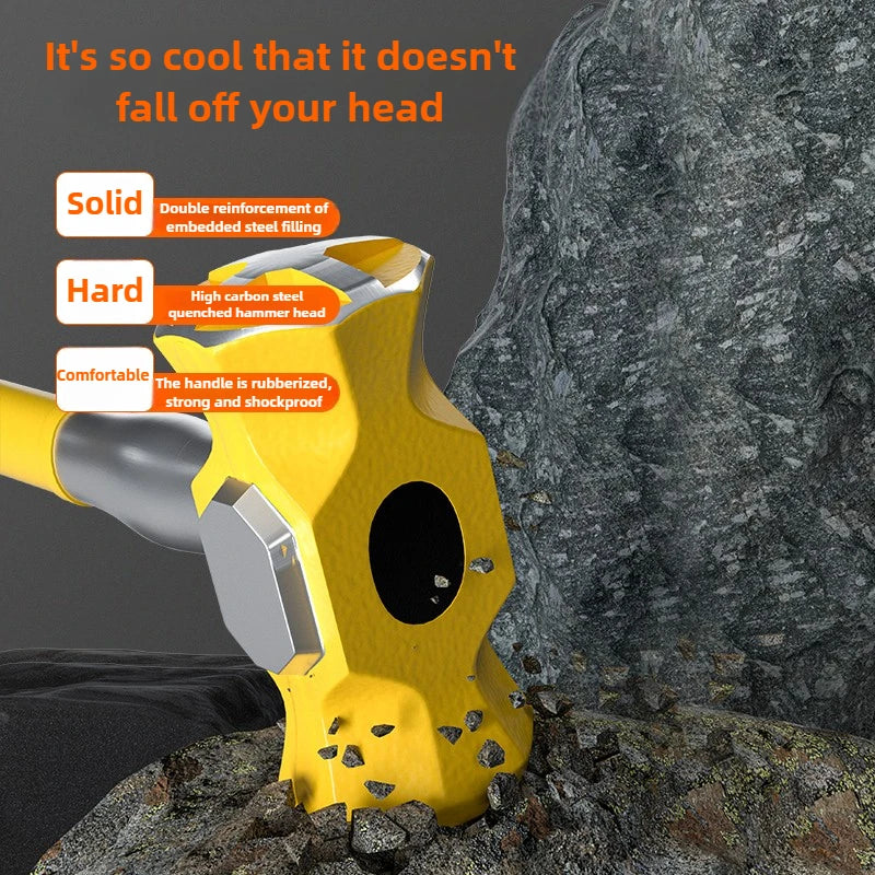 Construction Site Octagonal Hammer Heavy-duty Sledgehammer Shockproof Demolish Smash Walls Hammer Powerful Manual Tools