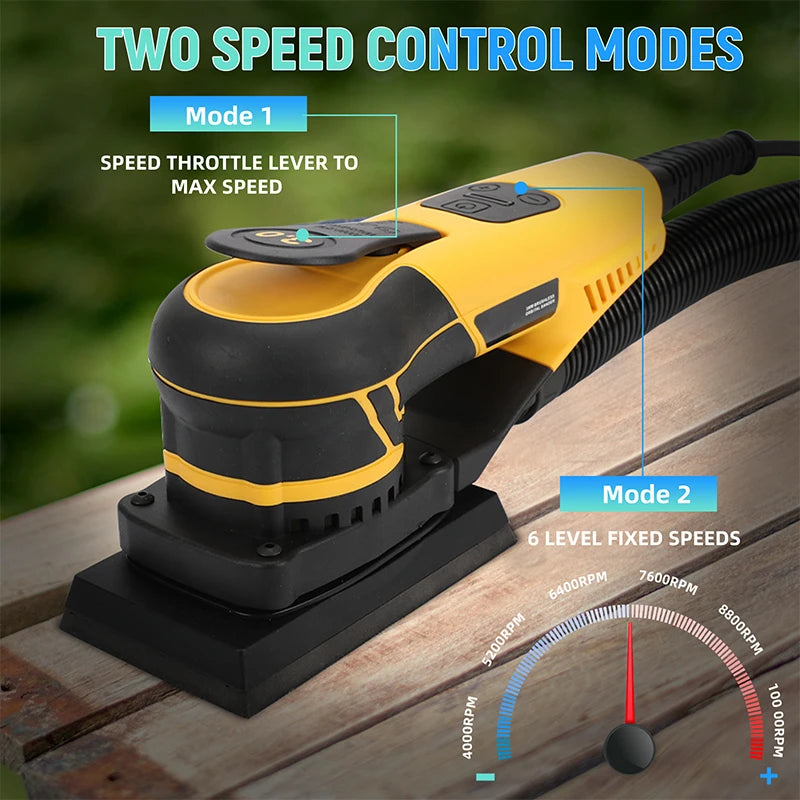 Electric Random Orbital Sander 350W Mini Polisher Machine Pluggable Wire Central Vacuum Corner Sanding Machine for Wood Working
