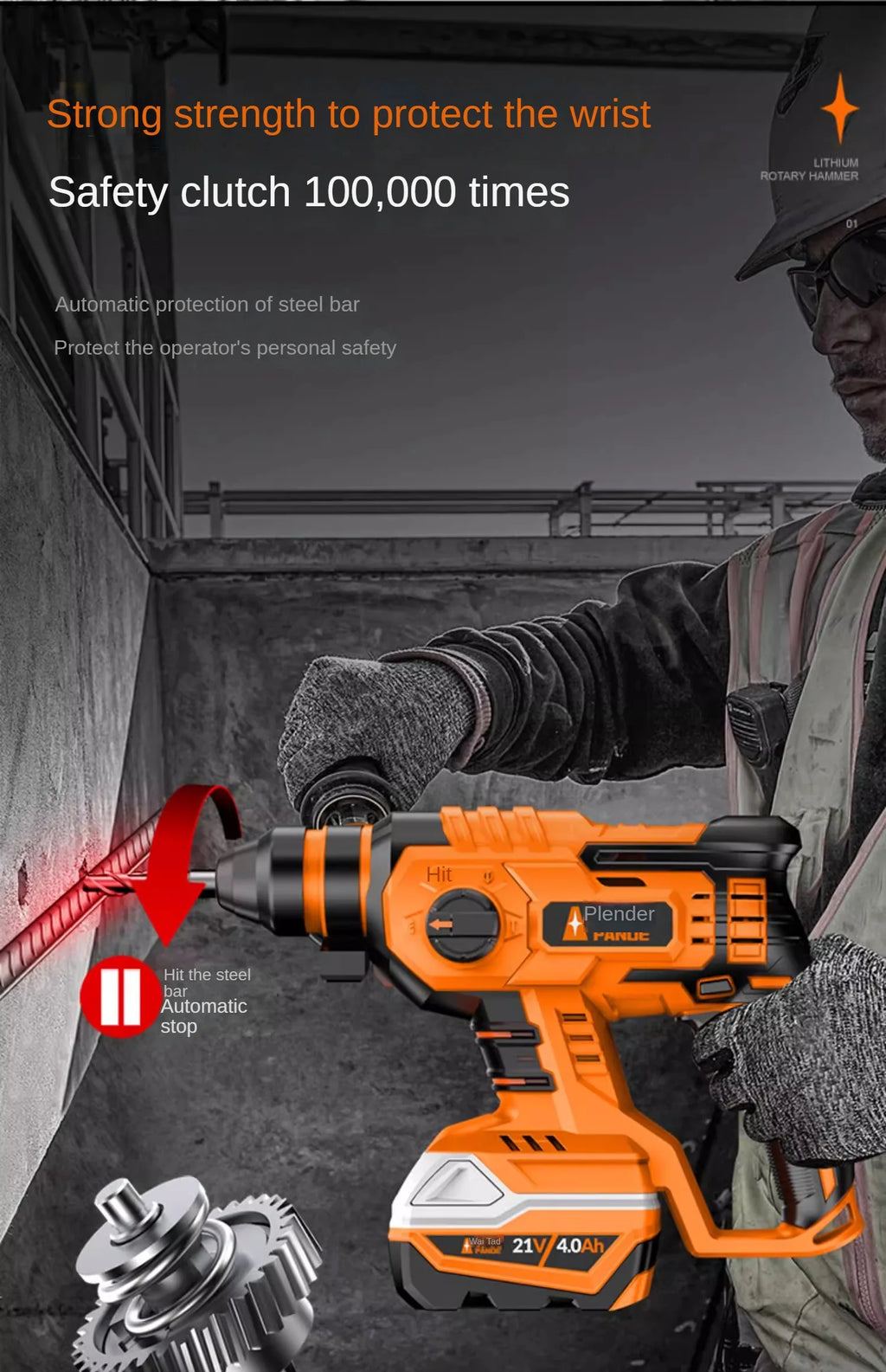 High Power and Multi-functional Industrial Impact Hammer Drill for Concrete - Brushless, Rechargeable and Versatile