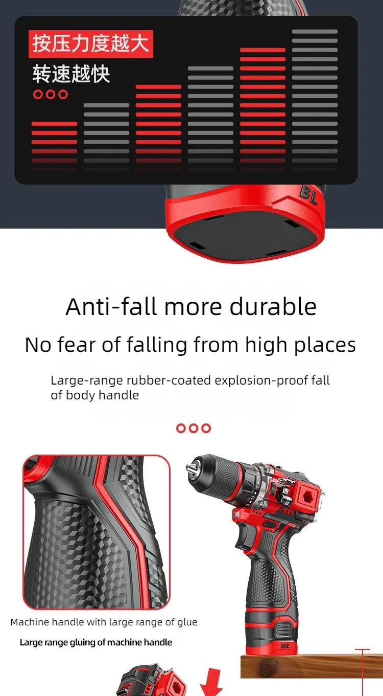 Brushless Electric Drill Tapping Cordless Impact Drill Metal Ratchet Chuck Electric Hand Drill Household Electric Screwdriver