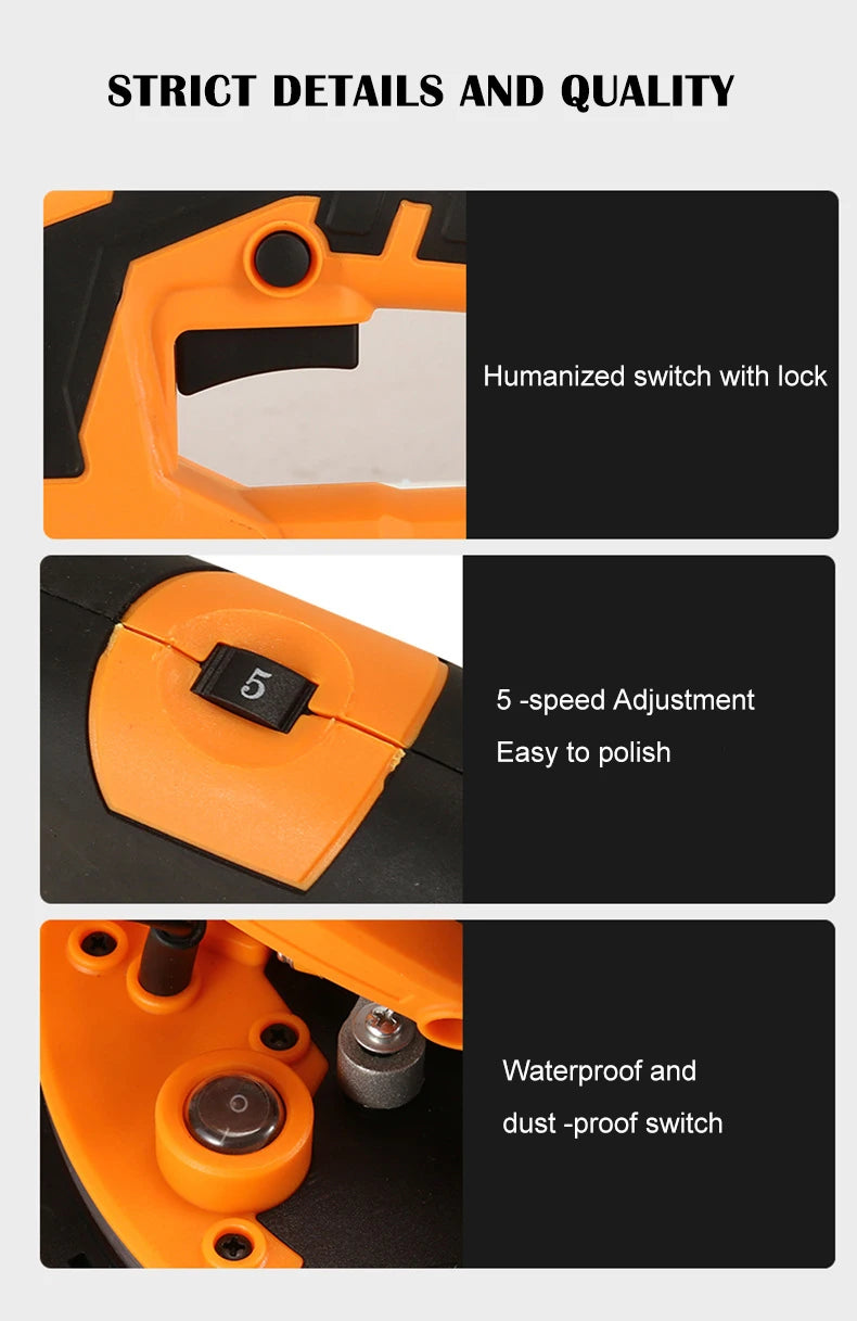 9-inch Electric Drywall Sander 225MM Wall Grinding Machine Putty Dustless Self -vacuum LED Long Rod Polishing Sand Paper Machine