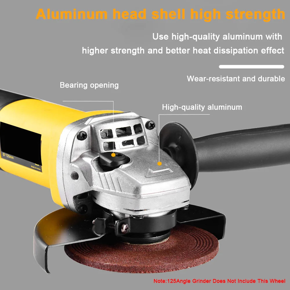 220V Electric Angle Grinder 1050W 125mm 6-Variable Speed 3000-10000 RPM Tool Less Guard for Cutting Grinding Metal Power Tools