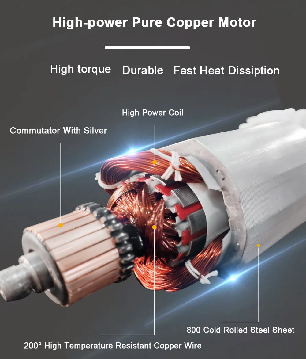 220V Electric Angle Grinder 1050W 125mm 6-Variable Speed 3000-10000 RPM Tool Less Guard for Cutting Grinding Metal Power Tools