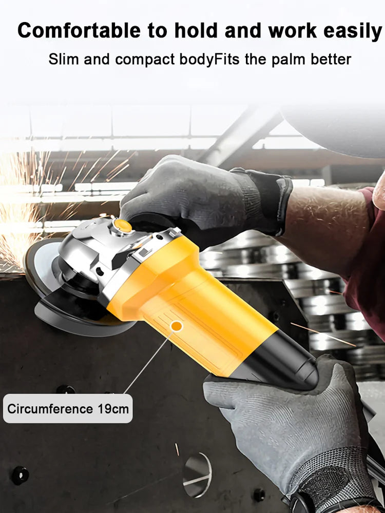 220V Electric Angle Grinder 1050W 125mm 6-Variable Speed 3000-10000 RPM Tool Less Guard for Cutting Grinding Metal Power Tools
